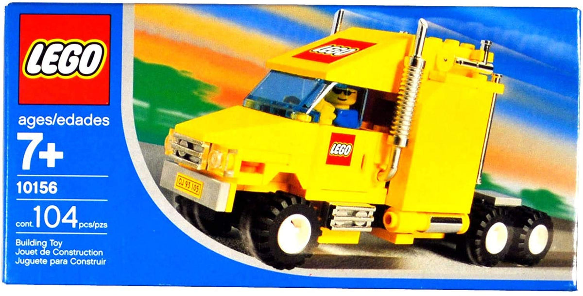 Lego Year 2004 Exclusive City Series Set #10156 - Yellow Truck with Shiny Chrome Exhaust Pipes, LEGO Logo and License Plate Stickers Plus Driver Minifigures (Total Pieces: 104)