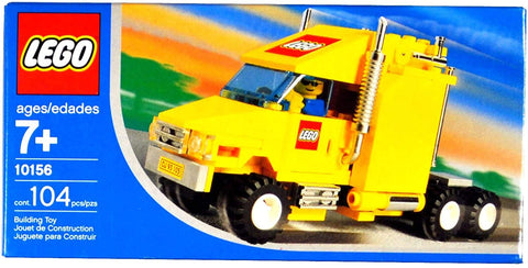 Lego Year 2004 Exclusive City Series Set #10156 - Yellow Truck with Shiny Chrome Exhaust Pipes, LEGO Logo and License Plate Stickers Plus Driver Minifigures (Total Pieces: 104)