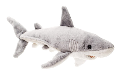 Uni-Toys - White Shark - 25 cm (Length) - Plush Fish - Plush Toy, Cuddly Toy