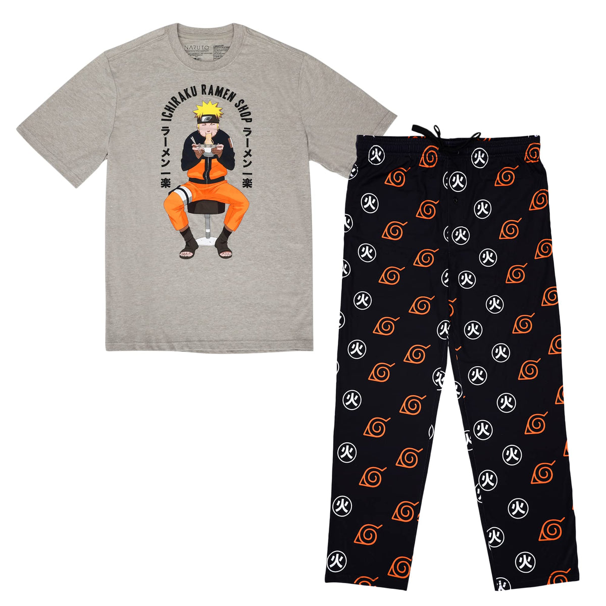 Bioworld Naruto Symbols Men's Sleep Set-Medium Multicolored