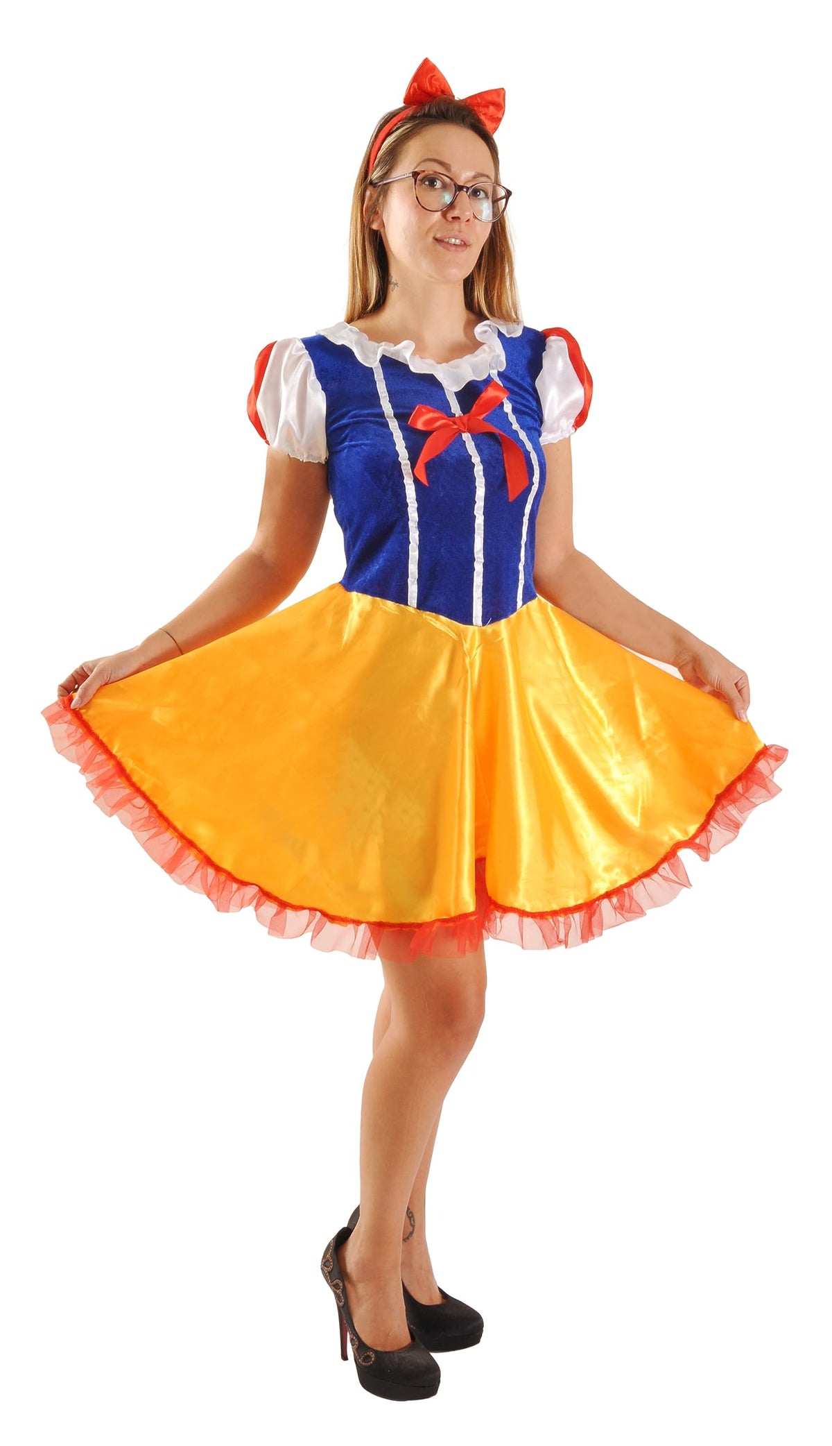 Ciao 16003 Snow White Costume Fancy Dress Girl Woman Adult (One Size 8-10) Whitesnow, Yellow, Blue, Red, Taglia unica 40-42