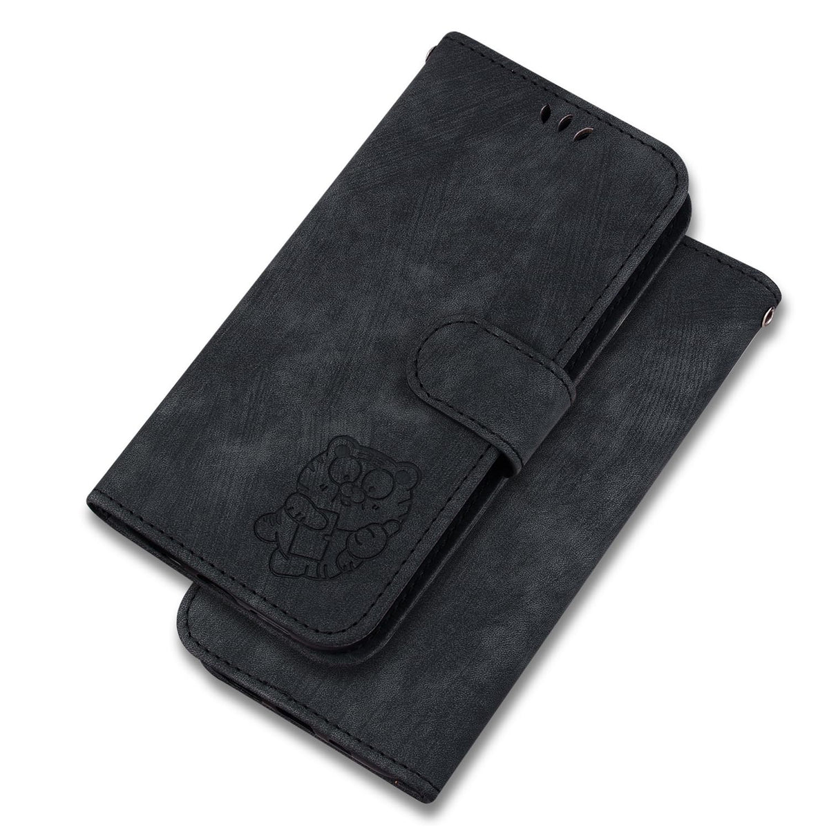 Popular Embossed Solid Color Flip Cover Phone Cover Compatible with Motorola Moto G04 G24 G34 MotoG34 5G Phone Shell Stand Card Slot Wallet Clip Phone Case (Black,Moto G34 5G)