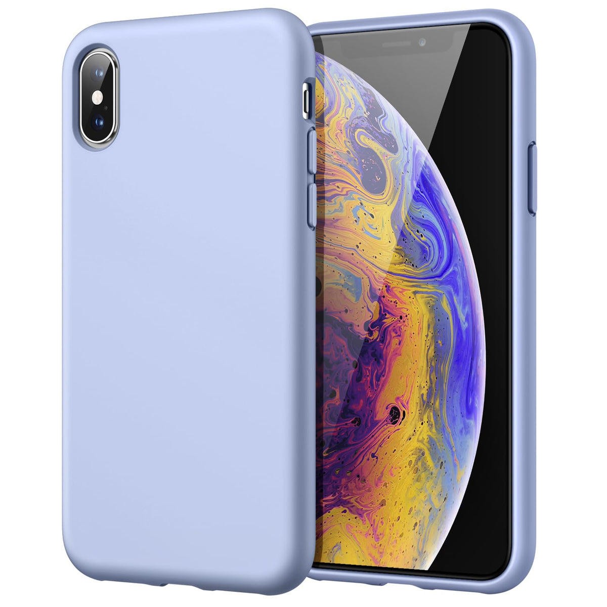 JETech Silicone Case for iPhone X, iPhone Xs, 5.8-Inch, Silky-Soft Touch Full-Body Protective Case, Shockproof Cover with Microfiber Lining (Light Blue)