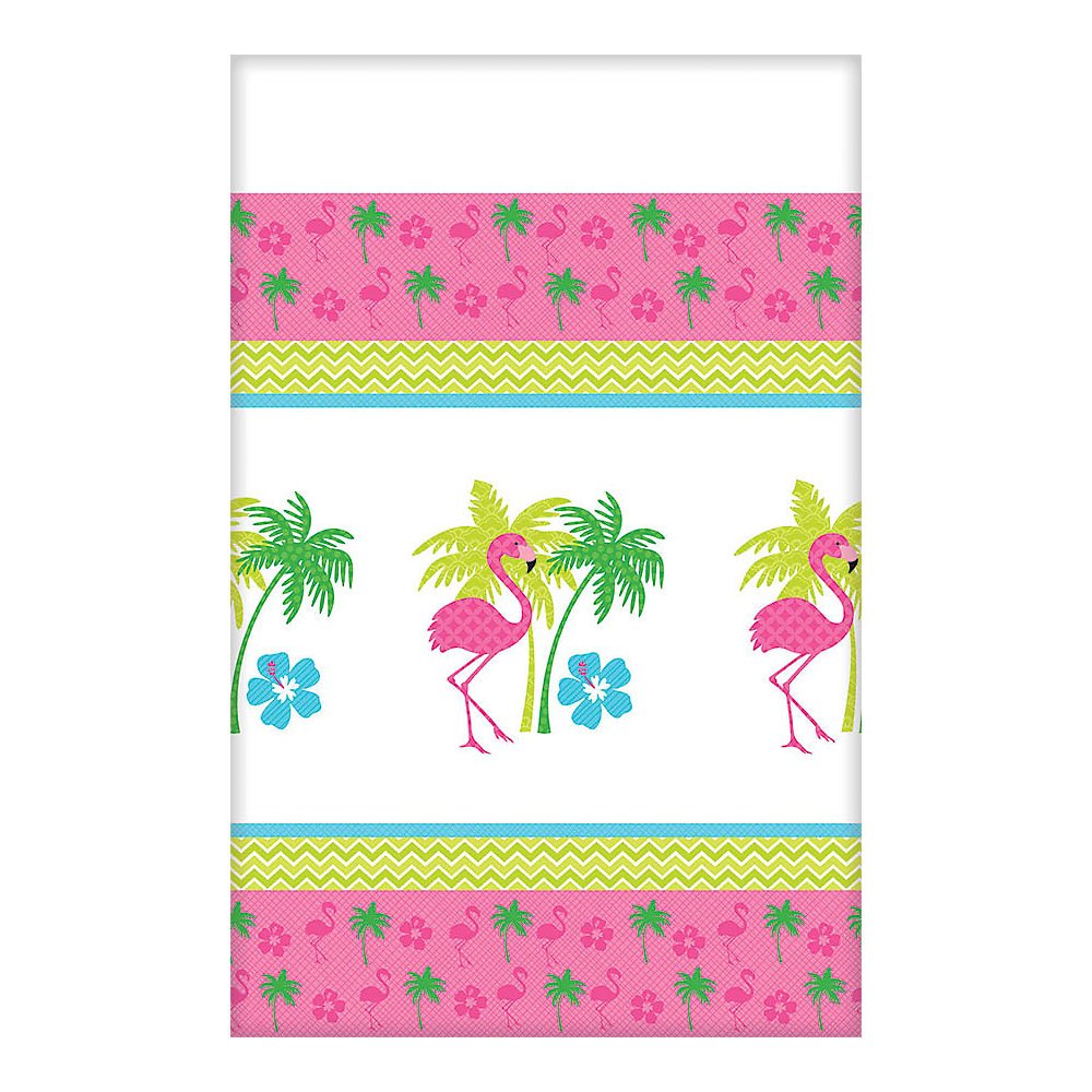 Amscan Sun-Sational Summer Luau Party Flamingo Fun Printed Table Cover, Multi Color, 15.6 x 7.8