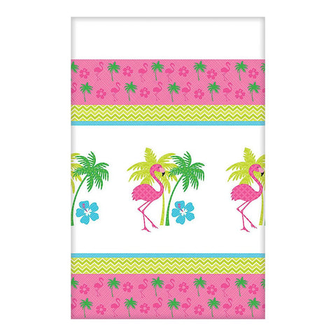 Amscan Sun-Sational Summer Luau Party Flamingo Fun Printed Table Cover, Multi Color, 15.6 x 7.8