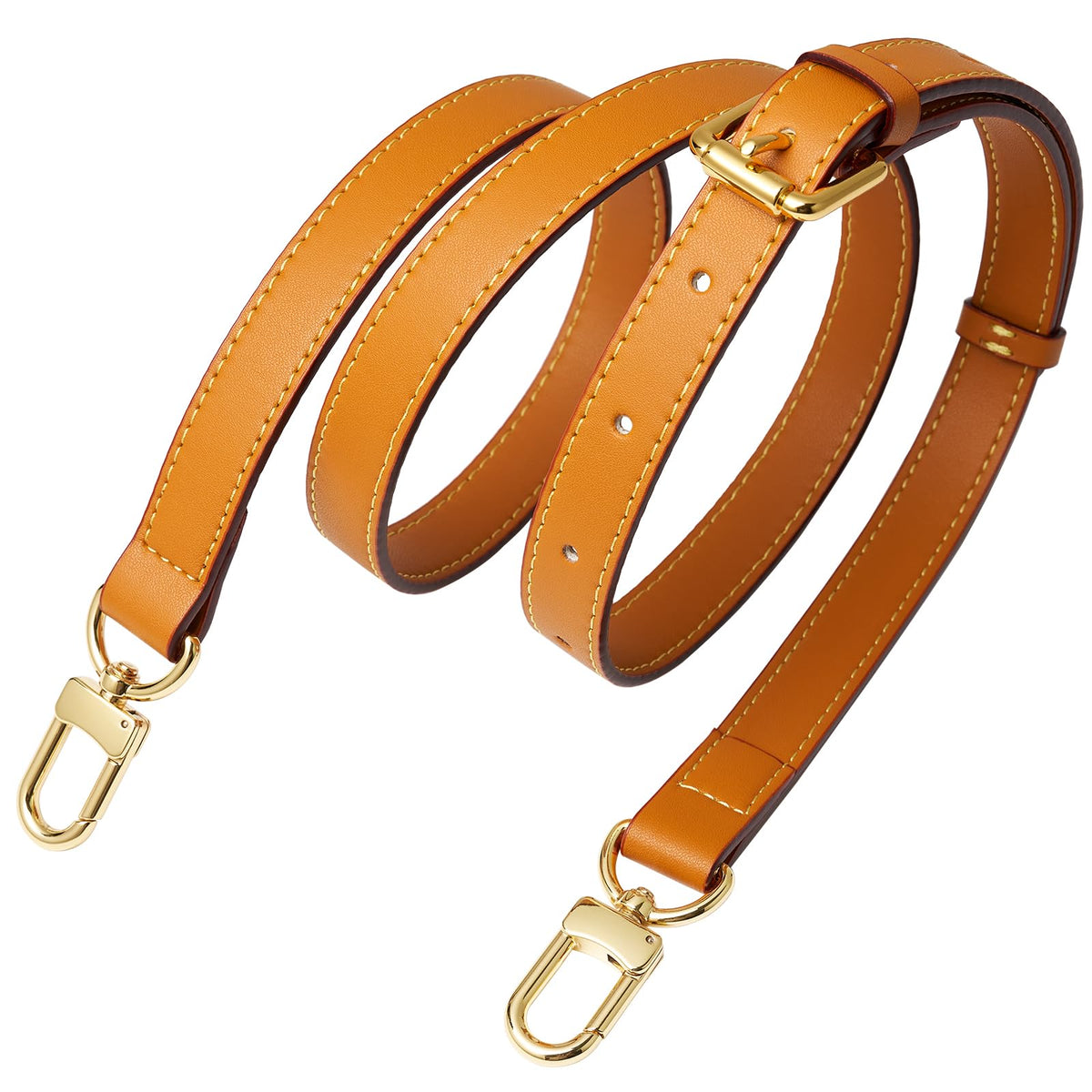 BMBMLV Vachetta Leather Strap Adjustable Crossbody Strap for Small Bags Pochette Mini NM Eva Favorite PM MM Nano Speedy(Honey Brown Yellow)