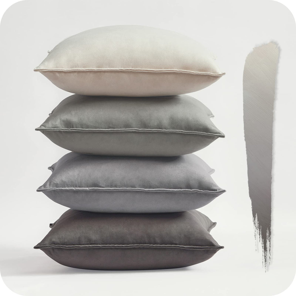 Topfinel Set of 4 Decorative Cushion Covers, Home Decor Cushions, Velvet Pillow Covers for Living Room, Sofa, Bed, Garden, Bedroom, Modern Cushion Covers, Grey, 60 x 60 cm
