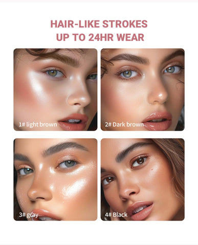 4Pcs Upgraded Microblading Eyebrow Pen - Enhanced 4 Micro-Fork Tips Brush Eyebrow Pencil for Women, Create Natural-Looking, Hair-Like Defined Brows - Long-Lasting, Smudge-Proof, and Waterproof Formula