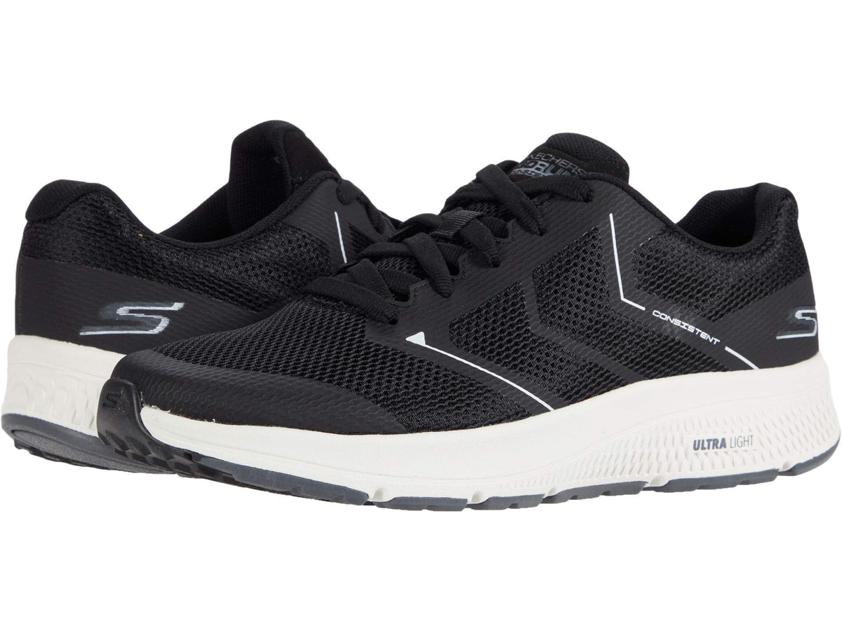 Skechers mens Go Run Consistent - Performance Running & Walking Shoe Sneaker, Black/White, 7.5 US