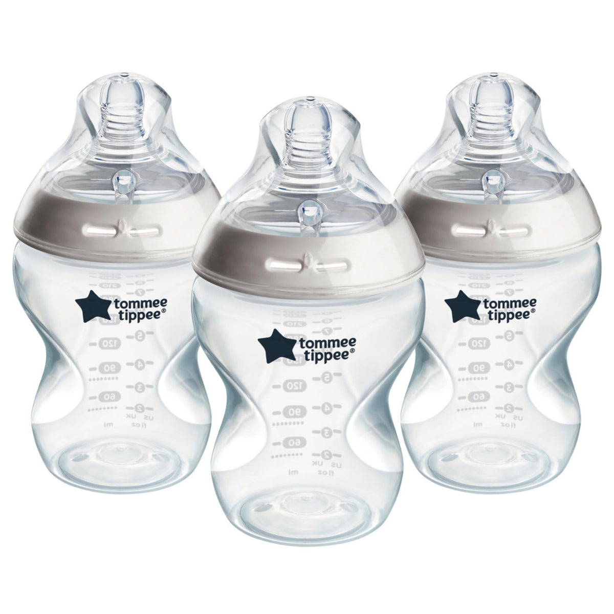 Tommee Tippee Natural Start Anti-Colic Baby Bottle, 260 ml, 0+ months, Slow Flow Breast-Like Teat for a Natural Latch, Anti-Colic Valve, Self-Sterilising, Pack of 3