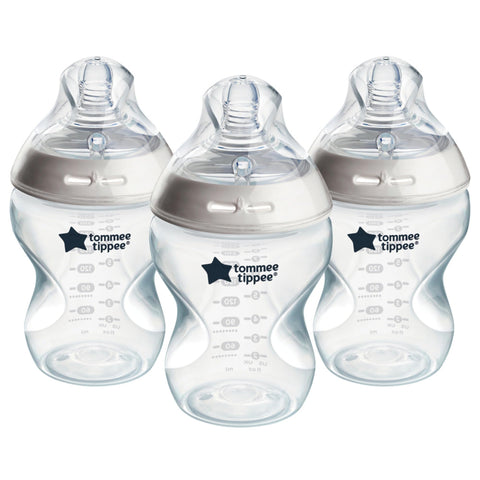 Tommee Tippee Natural Start Anti-Colic Baby Bottle, 260 ml, 0+ months, Slow Flow Breast-Like Teat for a Natural Latch, Anti-Colic Valve, Self-Sterilising, Pack of 3