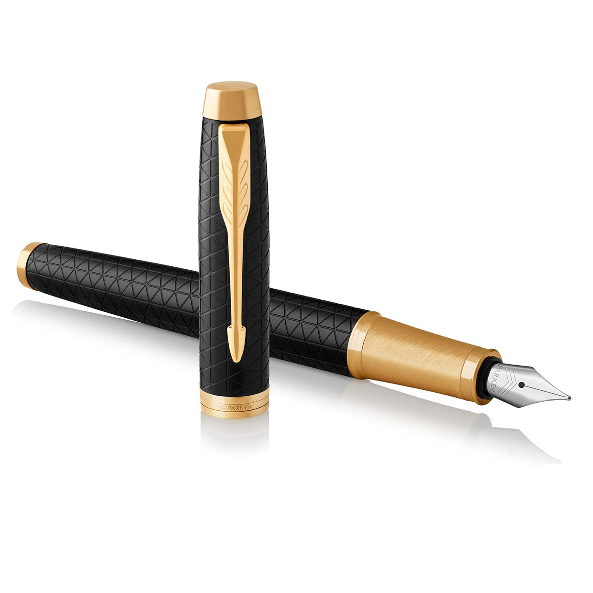 PARKER IM Fountain Pen, Premium Black, Fine Nib with Blue Ink Refill (1931646)