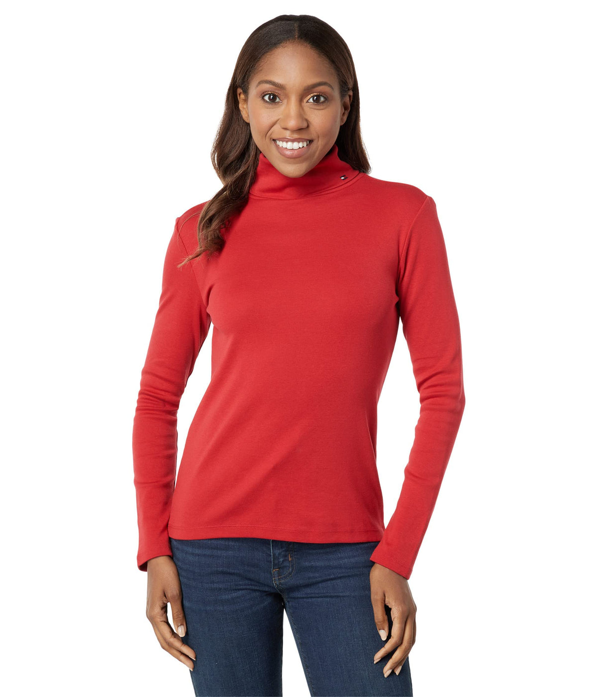 Tommy Hilfiger Women's Long Sleeve Turtleneck Sweater, Chili Pepper, Small