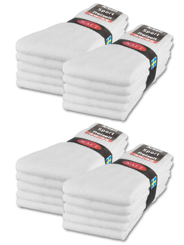 sockenkauf24 10 | 20 | 30 Pairs Crew Socks Sports Tennis Socks for Women & Men in 5 Colours - Sizes 35-50 available (UK 9-11 | EU 43-46, 20 Pairs | White)