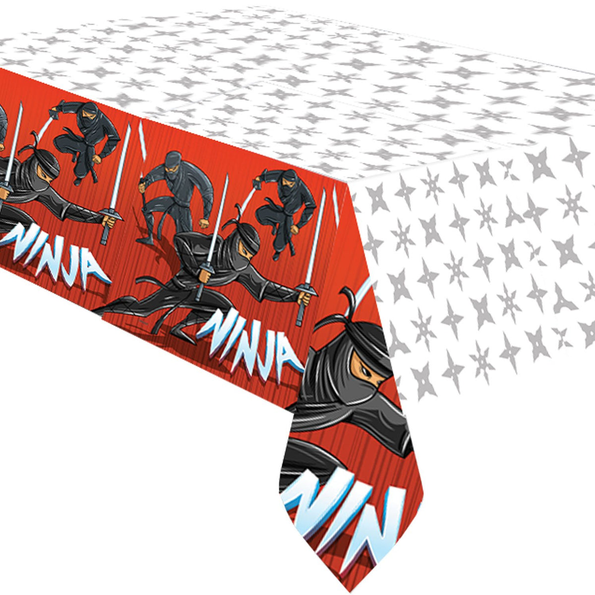 Amscan Black Ninja Birthday Table Cover Tableware, Multicolor, 54" x 96"