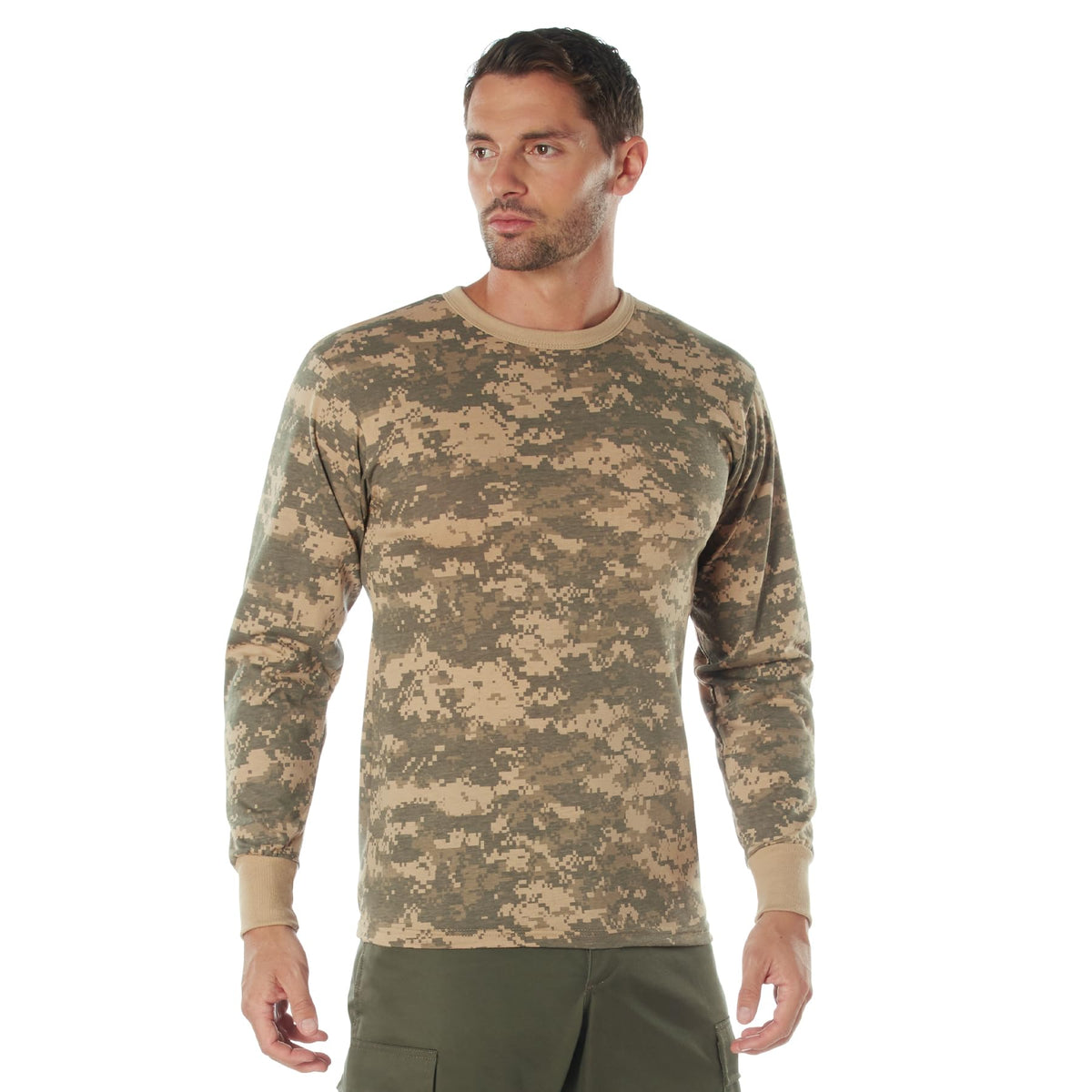 ACU Digital Camouflage Mens Army Digital Camo Long Sleeve T-shirt, Size Medium