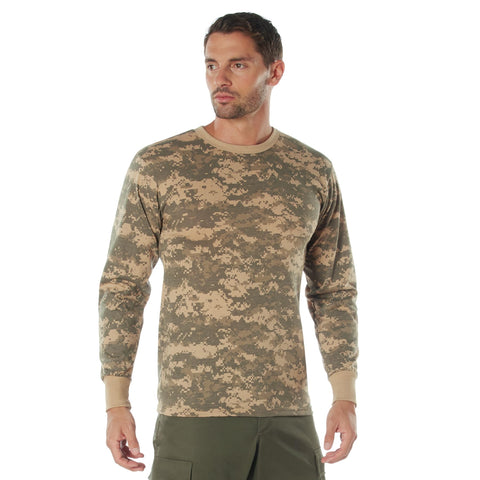 ACU Digital Camouflage Mens Army Digital Camo Long Sleeve T-shirt, Size Medium