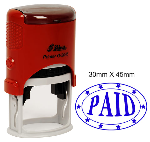 Paid Oval Rubber Stamp Office Stationary 30 x 45mm Self Inking Shiny Rubber Stamp