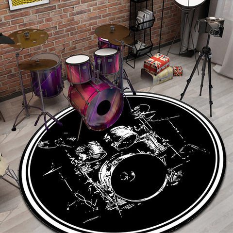 Guoyoocc Drum Carpet Drum Rug 3D Printed Round Drum Mat Soundproof Mat Non-Slip Rugs For Bass Drum Snare And Other Core Set Components Mat Drum Carpet Non-Slip 80/-200CM