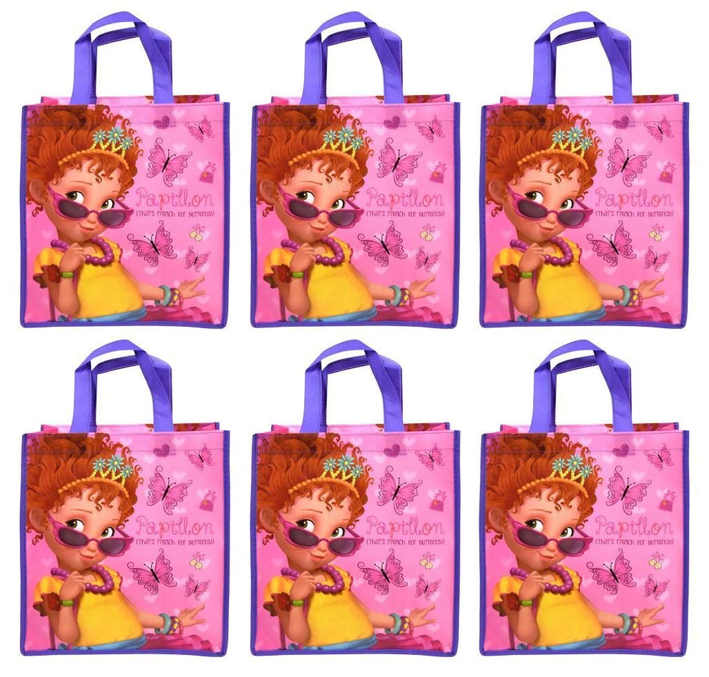 Disney [6-Pack Junior Fancy Nancy Reusable 12-inch Tote Bags/Party Favor/Gift Bags with Handles
