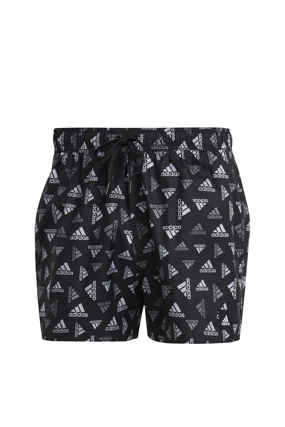 adidas Men's Logo Print CLX Swim Shorts Very Short Length, Black/White, M