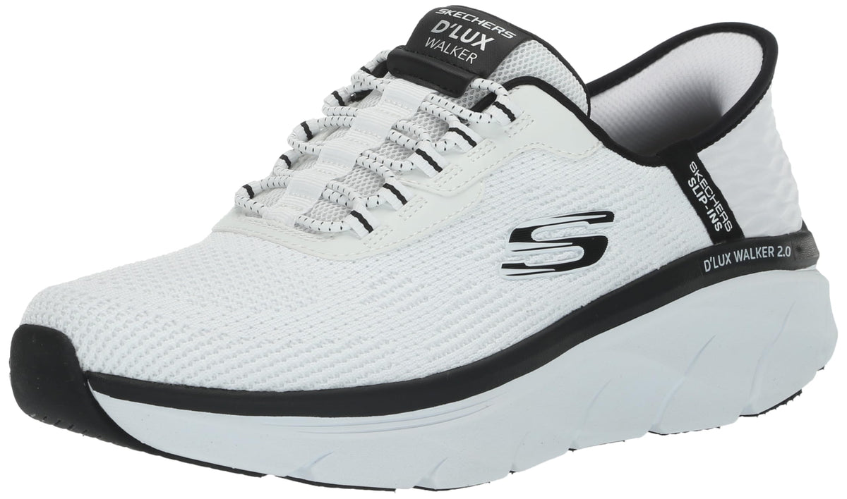 Skechers Men's D'Lux Walker 2.0 Rezinate Hands Free Slip-in Sneaker, White/Black, 8