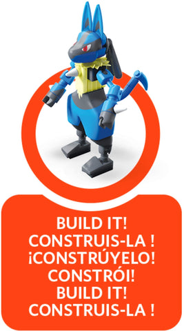 Mega Construx Pokemon Lucario Construction Set with character figures, Building Toys for Kids (71 Pieces)