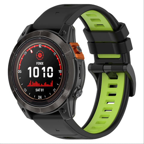 GIOPUEY Strap Compatible with Garmin Fenix 8 51MM/Enduro 3, Soft TPU Watch Strap, Strap Replacement [color stitching design] - black/green