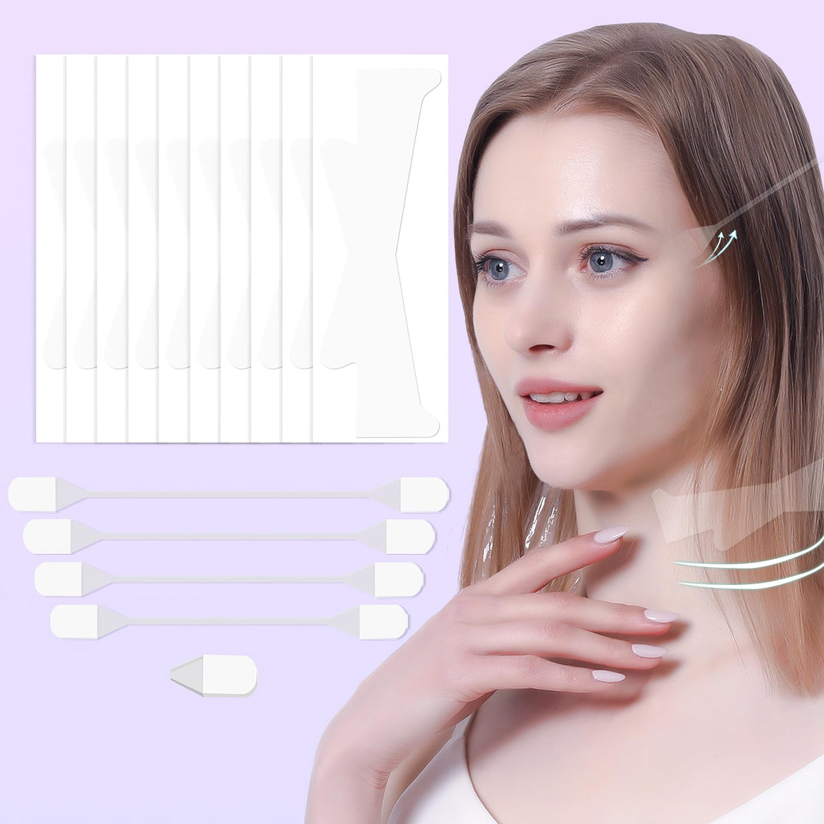Face Lift Tapes, Neck Lift Tapes Ultra-Thin & Transparent Facial Neck Lifting Bands Set Neck Lift Stickers, Face Neck Rescue Instant Correcting Strips, Tightening Lift Neck and Face Sagging Skin
