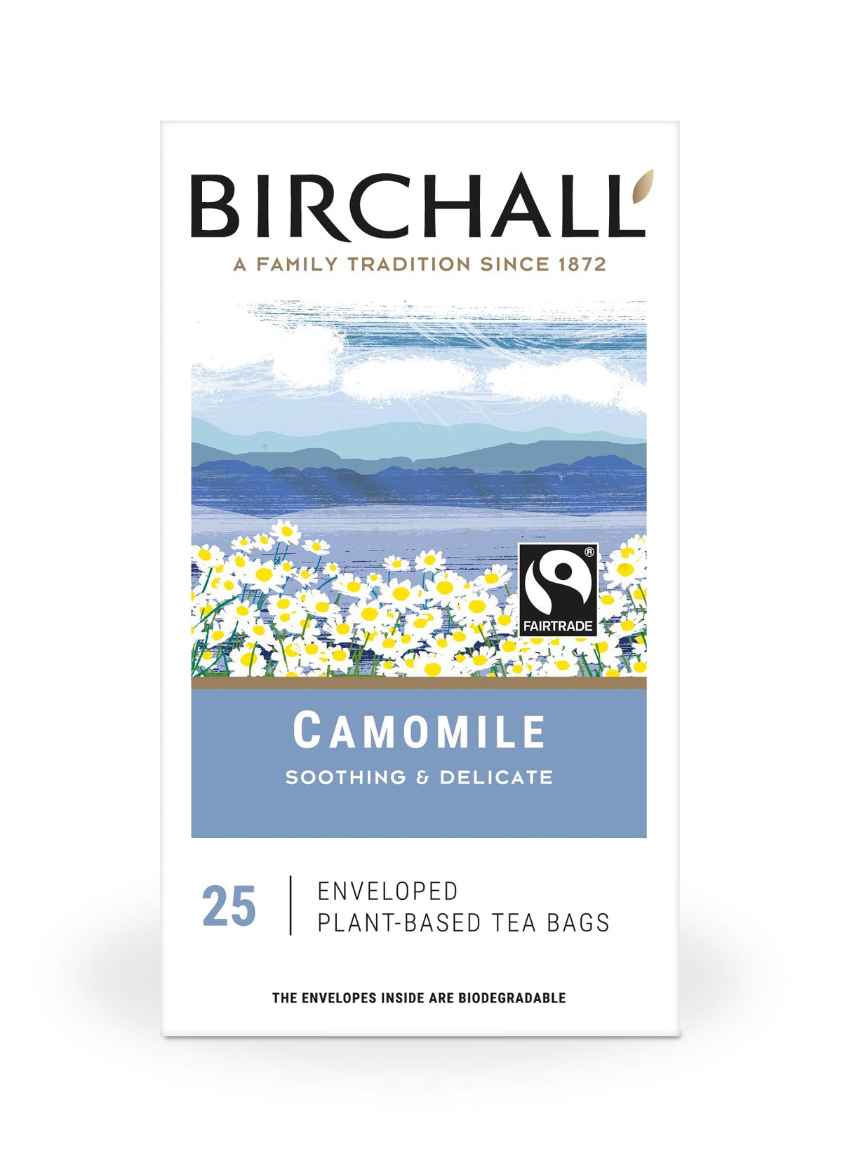 Birchall Tea Bags, Camomile Tea Gift Set, Caffeine Free Tea Bursting with Full Flavour, Perfect Vegan Gifts, 25 Enveloped Plant-Based Tea Bags