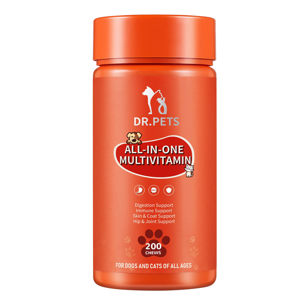 Multivitamin for Dogs and Cats, 200 Soft Chews, Dog Multivitamin for Skin and Coat Health, Joint Health, Improved Digestion, Antioxidants, Support a Healthy Immune System