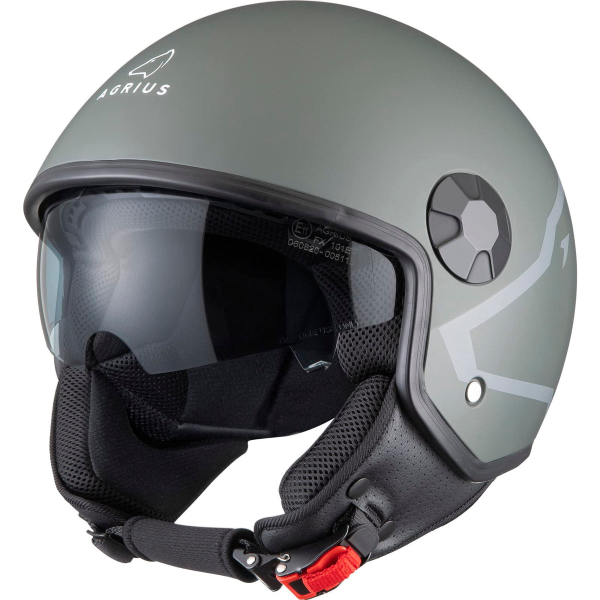 Agrius Score Shield Open Face Motorcycle Helmet M Matt Grey