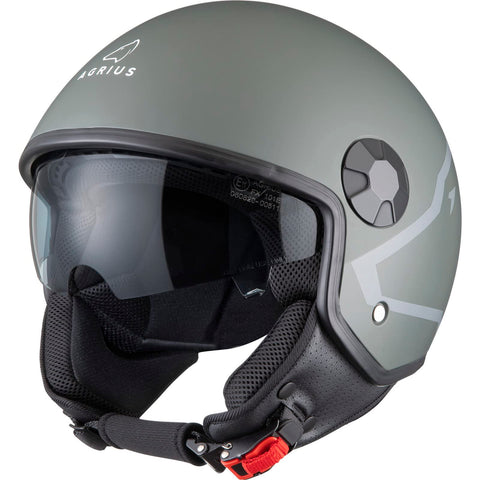 Agrius Score Shield Open Face Motorcycle Helmet M Matt Grey