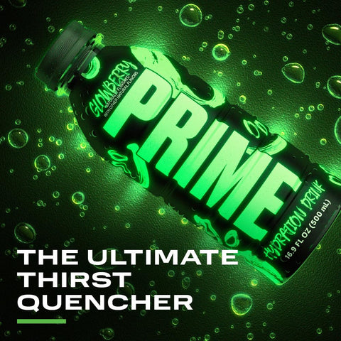 Prime Hydration Drink Sports Beverage "Glowberry ," Naturally Flavored, Caffeine Free, 16.9 Fl Oz Bottle