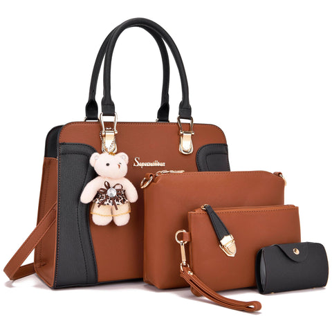 Women's Fashion Handbags Tote Bags Shoulder Bag Top Handle Satchel Purse Set 4pcs