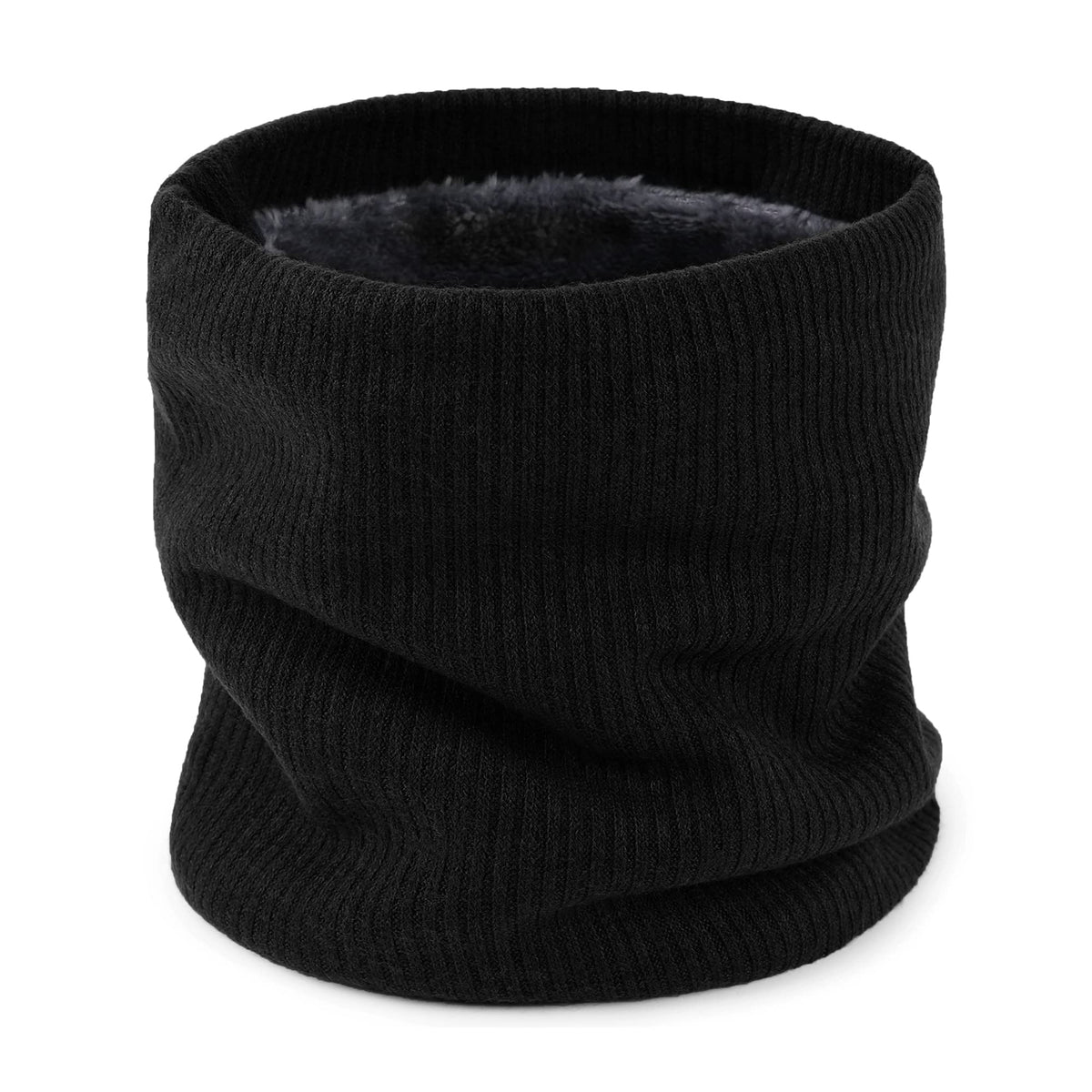 Aiphamy Unisex Fleece Lined Neck Warmer Ski Face Neck Gaiter Winter Infinity Scarf for Women Men, Black, One size