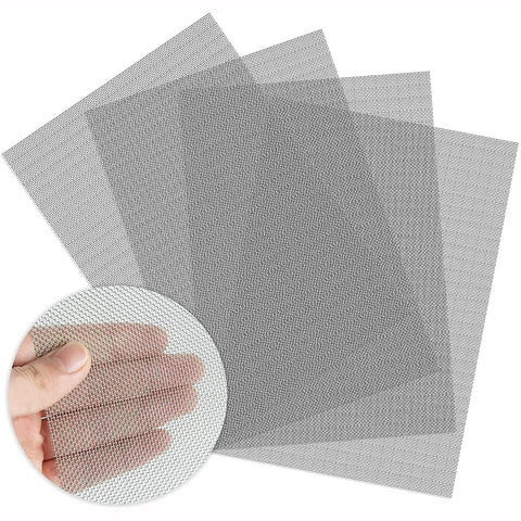 ANCLLO 4 PCS Stainless Steel Wire Mesh Screen - About 12 x 8inch - 1mm Hole 20 Mesh Easy to Cut - Air Vent Mesh, Hard and Heat Resisting Screen Mesh, Window Screen Mesh