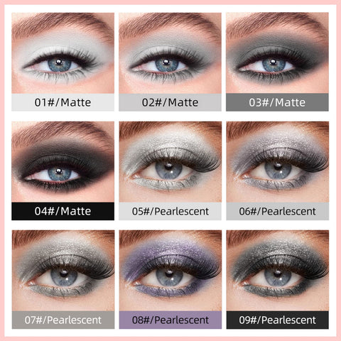 HOSAILY Black Smoky Liquid Eyeshadow 9 Colors Black Silver Gray White Creamy Eyeshadow Set Cool Toned Matte Glitter Eye Makeup High Pigmented Waterproof Long Lasting Goth Eyeshadow for Girls and Women