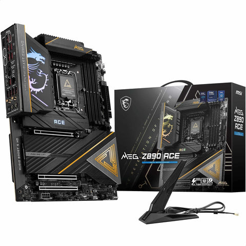 MSI MEG Z890 ACE Motherboard, ATX - Supports Intel Core Ultra Processors (Series 2), LGA 1851 - 110A SPS VRM, DDR5 Memory (9200+MT/s OC), PCIe 5.0 & 4.0 x16, M.2 Gen5, Thunderbolt 4, Wi-Fi 7, 10G LAN