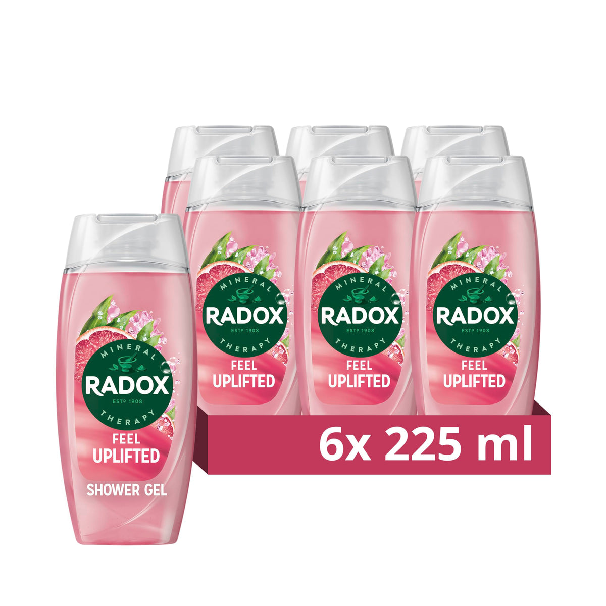 Radox Mineral Therapy Feel Uplifted Shower Gel with Grapefruit & Ginger Scent - 225 ml (Pack of 6)
