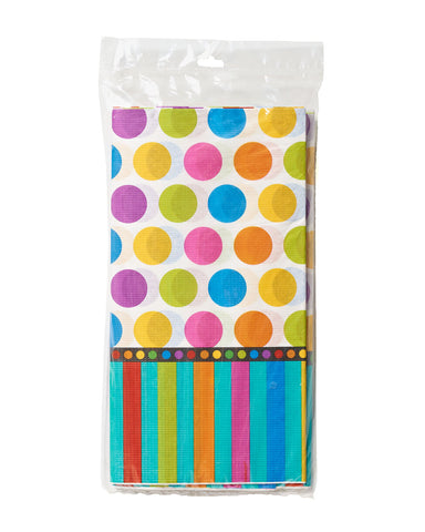 American Greetings Party Supplies Dots and Stripes Paper Table Cover, 54" x 102", Teal