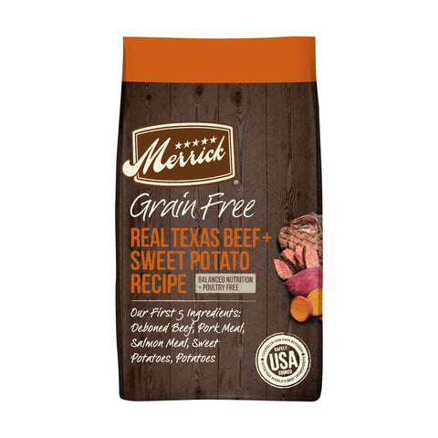 Merrick Premium Grain Free Dry Adult Dog Food, Wholesome And Natural Kibble, Real Texas Beef And Sweet Potato - 4.0 lb. Bag