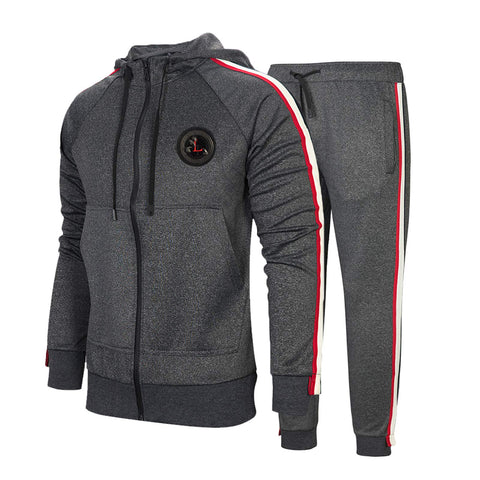 MANTORS Men's Hooded Athletic Tracksuit Full Zip Casual Jogging Gym Sweat Suits Darkgray-S