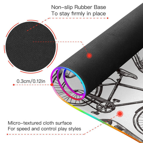 Football Bike Skateboard Skating Wireless Charging Mouse Pad for Mobile Phone Extra Large Gaming Mousepad with 13 Lighting Modes Computer Mat for Gaming MacBook PC Laptop Desk Home Office