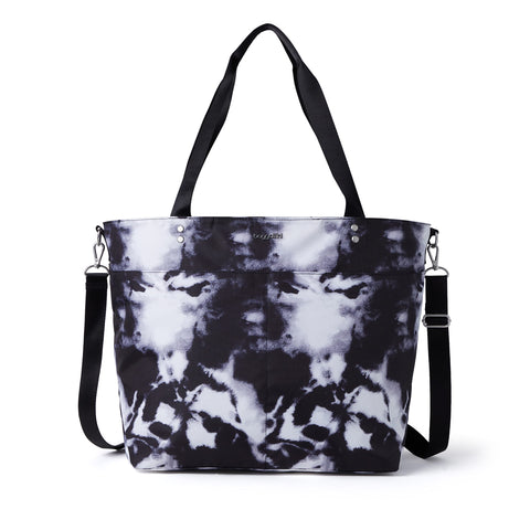 Baggallini Carryall Tote Bag - Crossbody Tote Bag for Women, Black Ink Tie-dye - Large