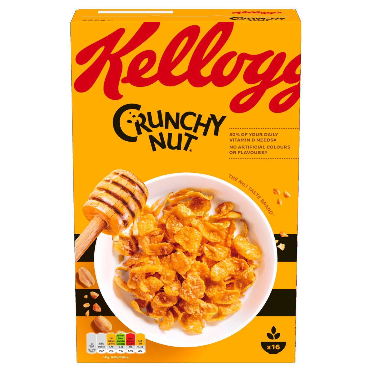 Kellogg's Crunchy Nut Breakfast Cereal Box, 500g
