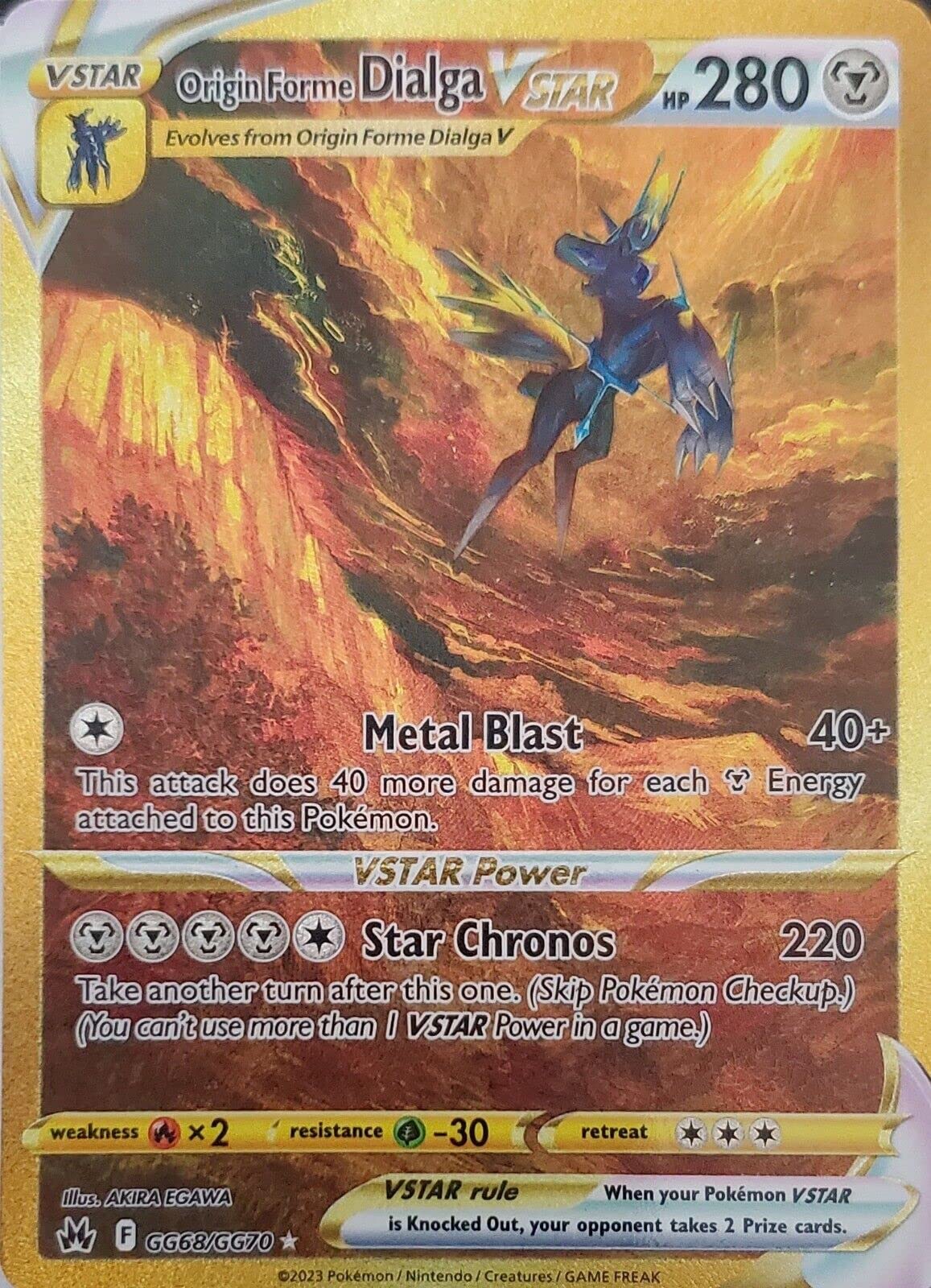 Pokemon - Origin Forme Dialga VSTAR GG68/GG70 - Crown Zenith - Galarian Gallery - Secret Rare - Gold Card