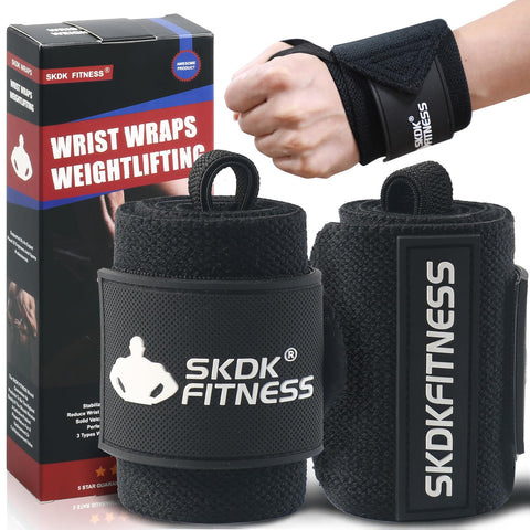 SKDK Wrist Wraps- Wrist Straps for Weightlifting with Thumb Loop,12" 18" 21" Professional Wrist Straps for Wrist Support,Powerlifting,Strength Training,Bodybuilding,Men & Women(Pair)