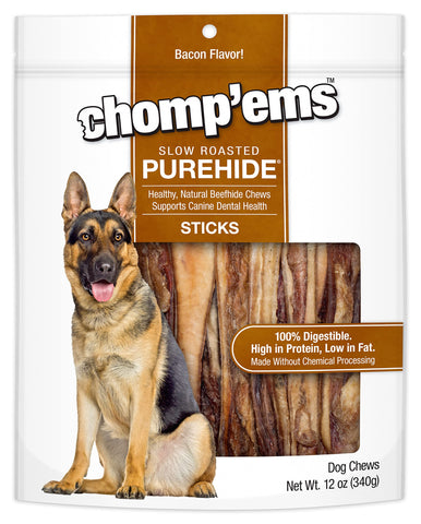 Chomp'ems Purehide Sticks Healthy Natural Rawhide Dog Chew, 12 oz