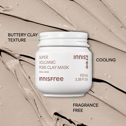 innisfree Super Volcanic Pore Clay Mask, Korean Pore Clearing Clay Mask with Volcanic Clusters and AHA